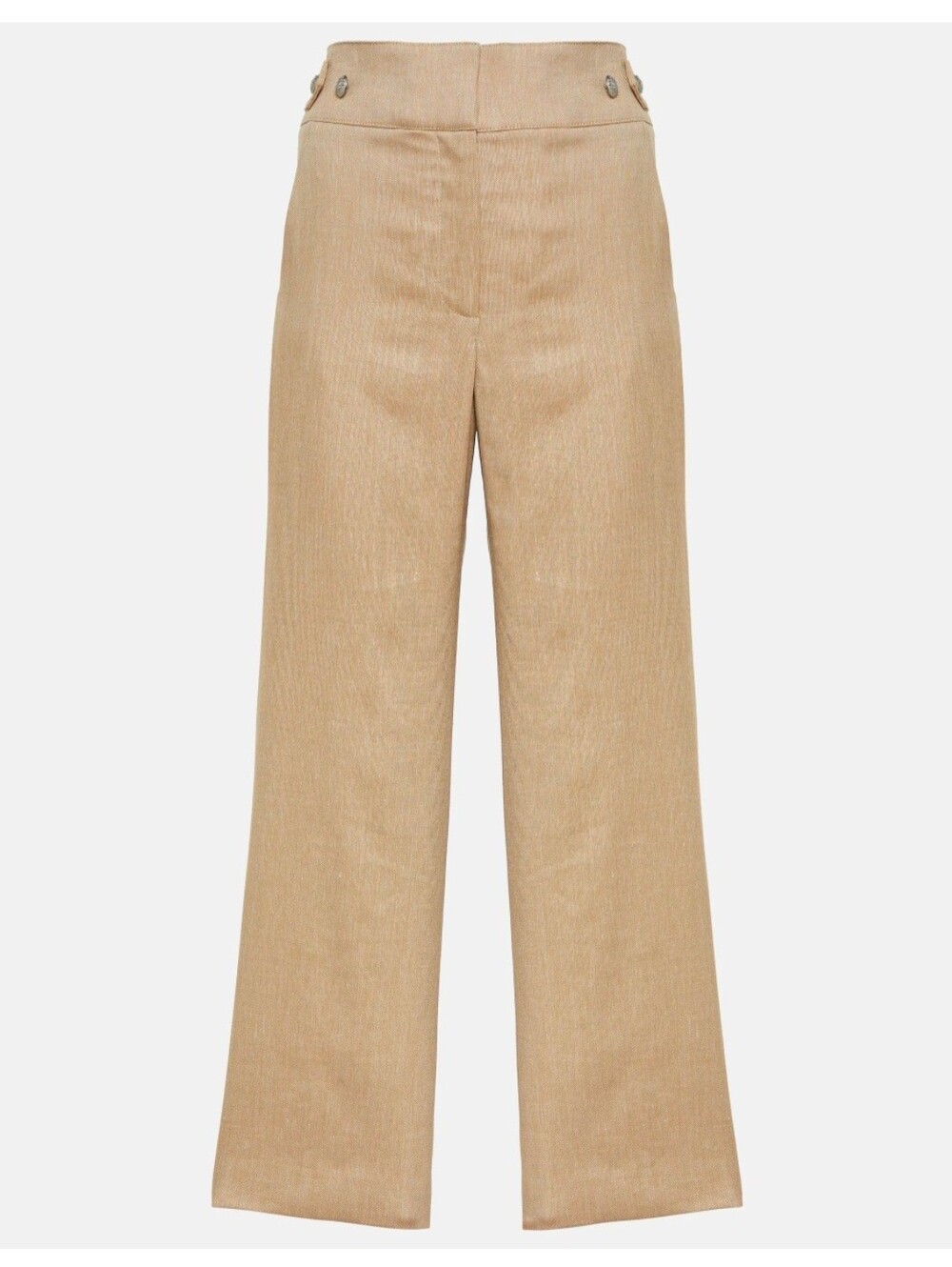 Veronica Beard Aubrie Linen-Blend Wide-Leg Cropped Pants Sz 8  "KHAKI melange"